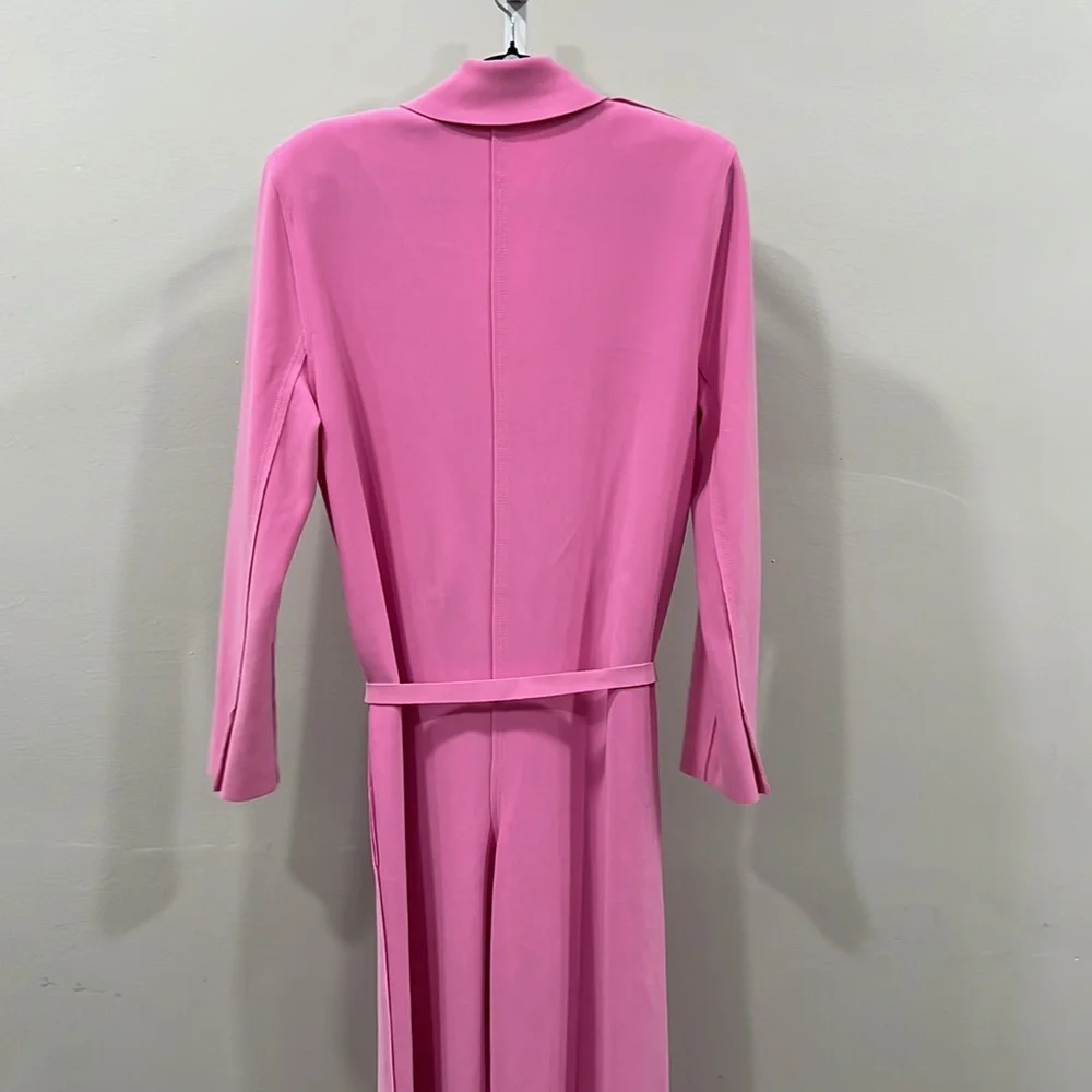 Norma Kamali Single Breasted Straight Leg Jumpsuit in Candy Pink - Picture 8 of 11